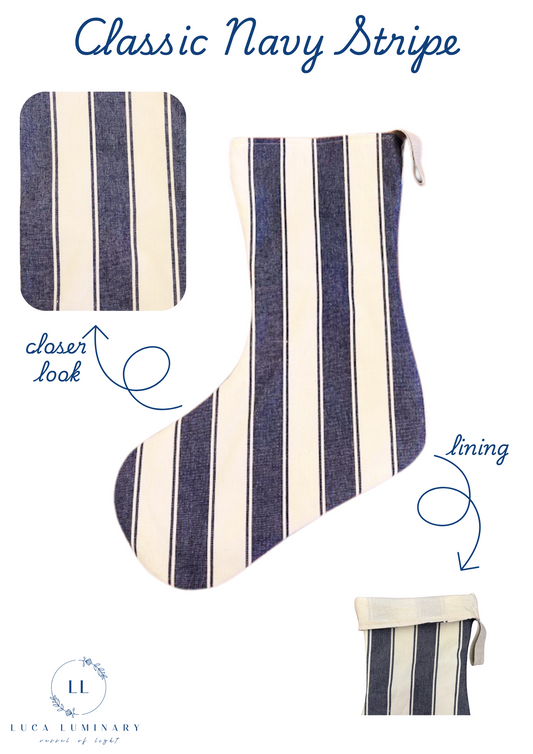 Classic Navy Stripe Christmas Stocking