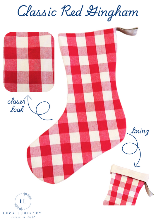 Classic Red Gingham Christmas Stocking