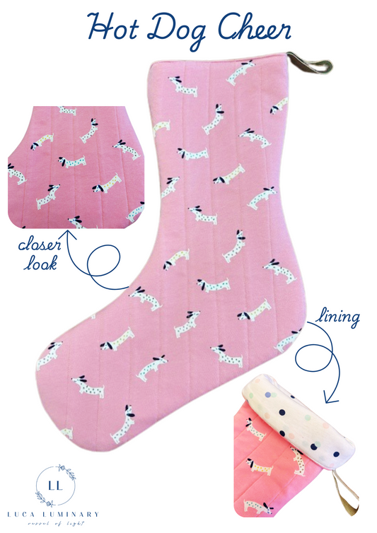 Hot Dog Cheer Christmas Stocking