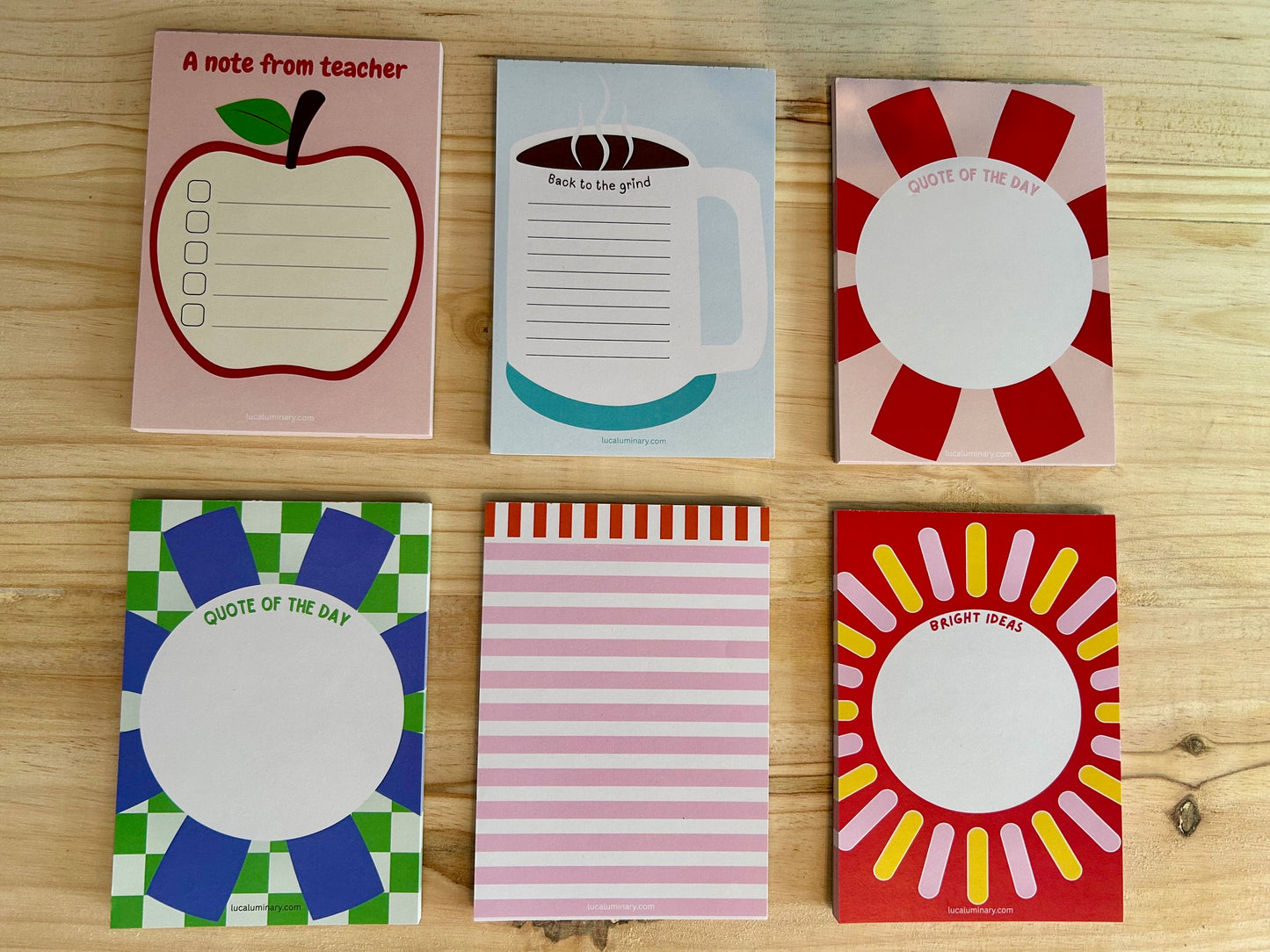 A6 50 Page Notepad - Pink & Red Stripe
