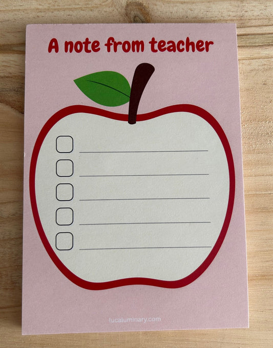 A6 50 Page Notepad - A note from Teacher
