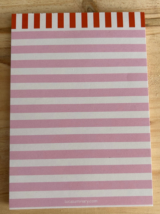 A6 50 Page Notepad - Pink & Red Stripe