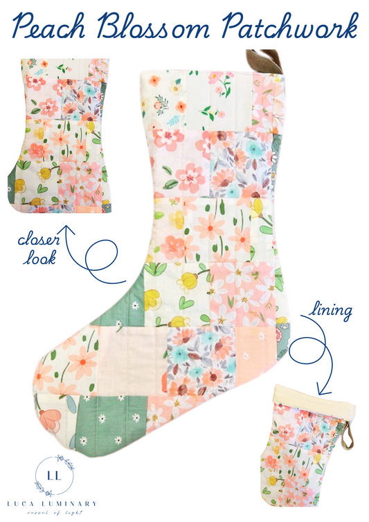 Peach Blossom Patchwork Christmas Stocking