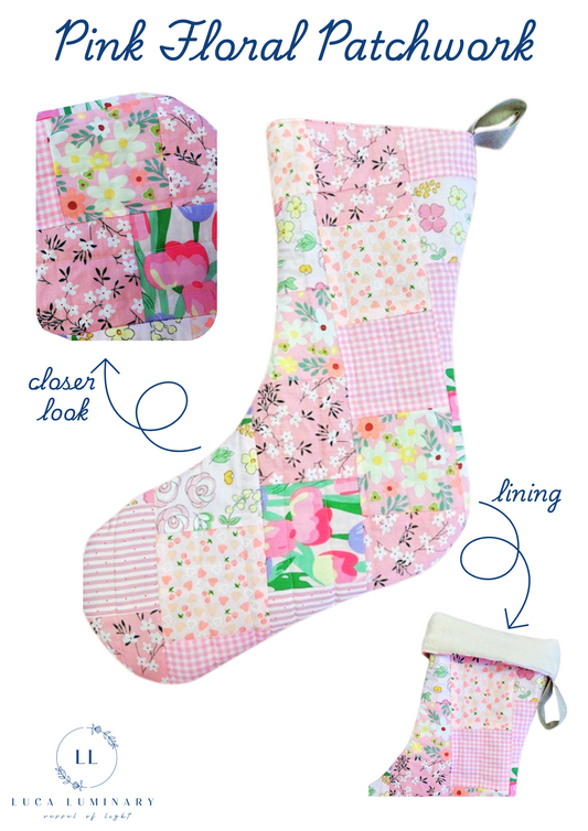 Pink Floral Patchwork Christmas Stocking