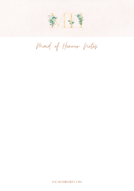 Bridal Blush A5 Notepad - Maid of Honour