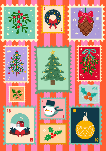 A5 Christmas Stamp Notecard inc. Envelope